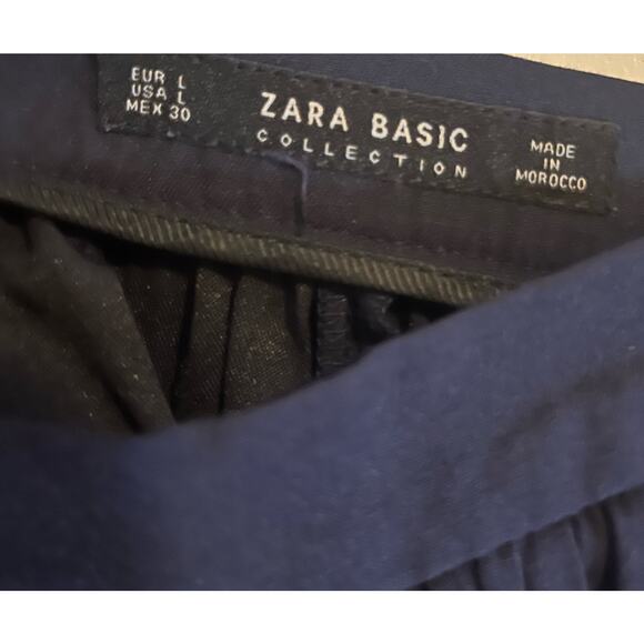 Zara Striped Blue Black Color Block Midi Skirt Women Large Classic Corporate - Picture 3 of 7